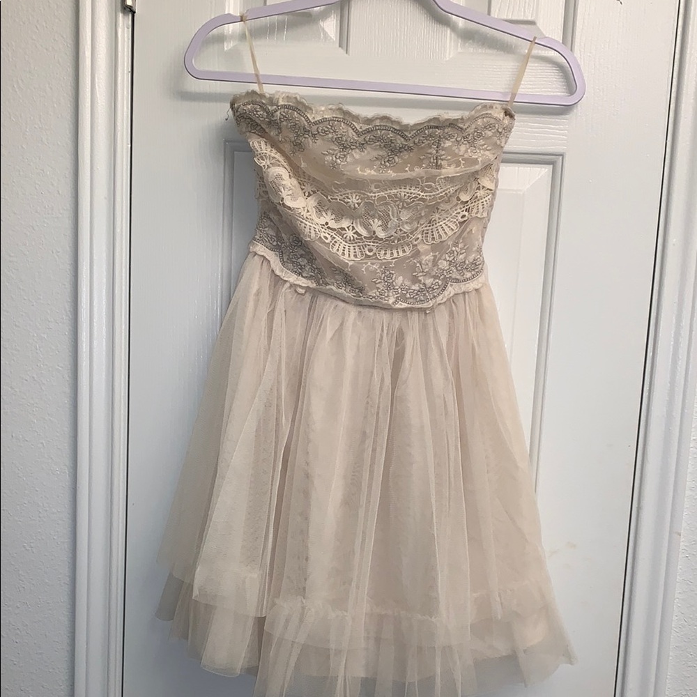 Rue21 Cream Babydoll Strapless Dress